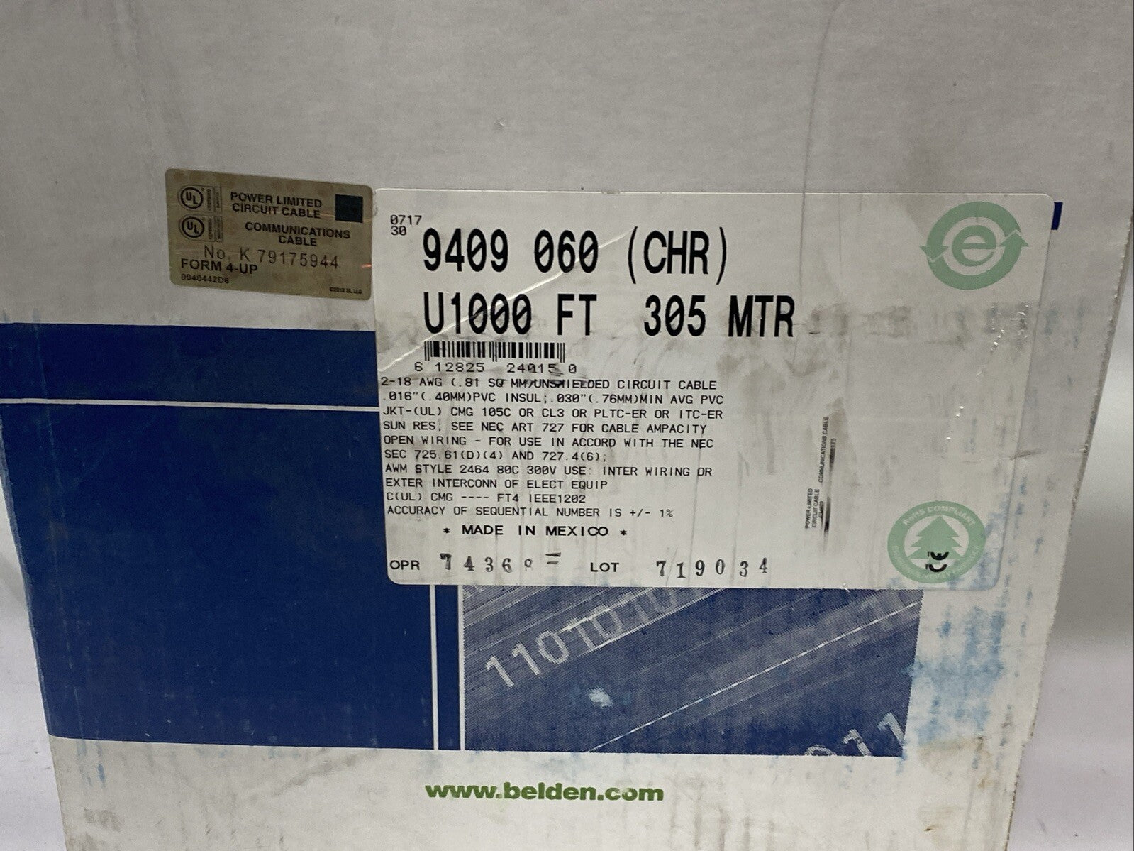 Belden 9409 High Performance Instrumentation Cable 1/PR 18AWG PVC Gray 125FT - Maverick Industrial Sales