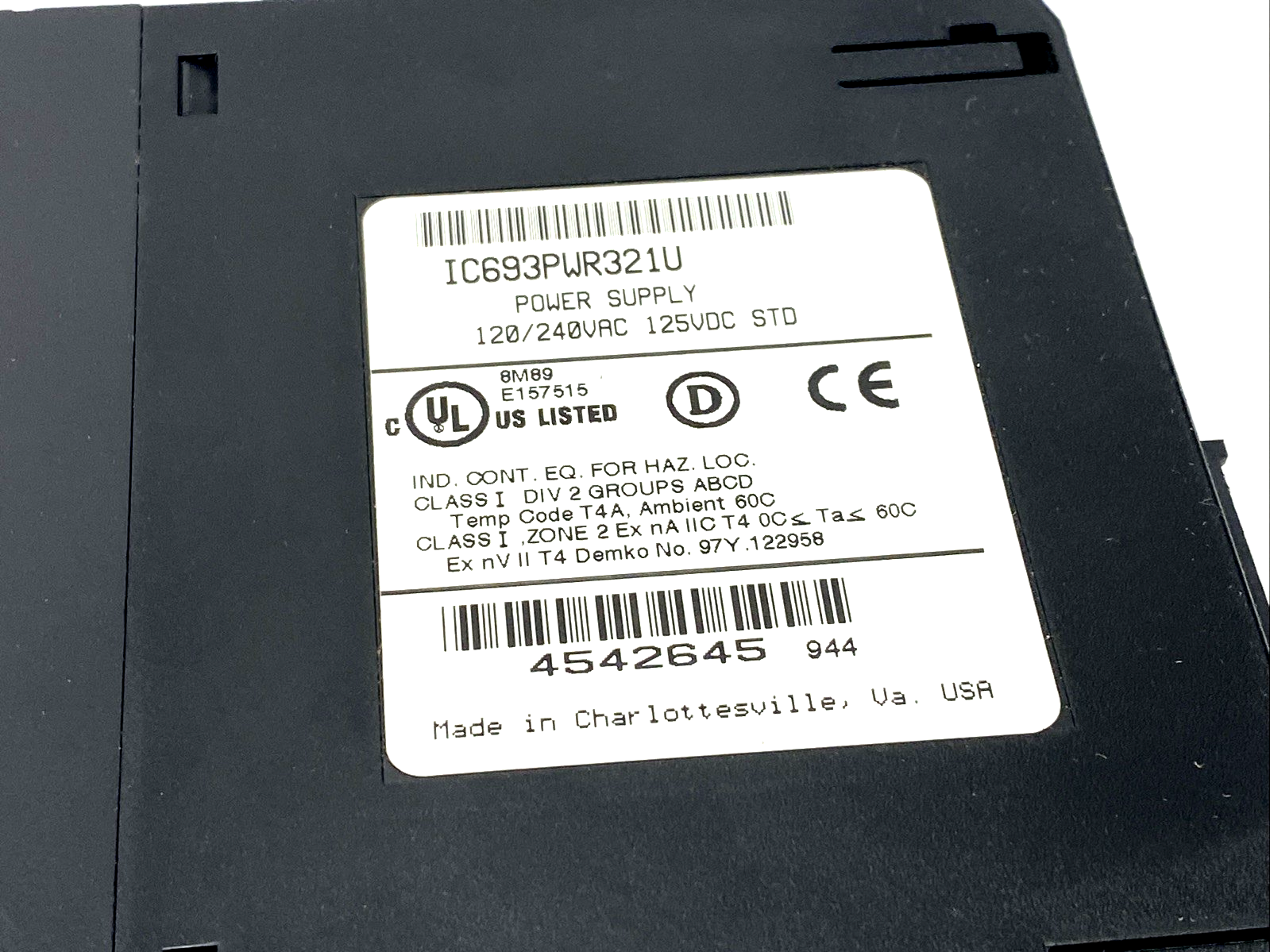 GE Fanuc IC693PWR321U Standard Power Supply Module 120/240VAC 125VDC STD - Maverick Industrial Sales