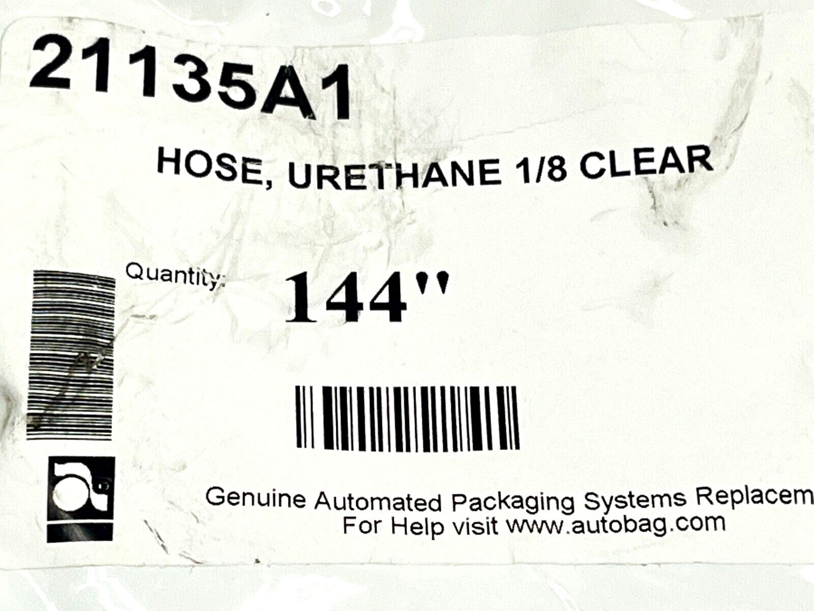 Automated Packaging Systems 21135A1 Urethane 1/8" Clear Hose 144" Length - Maverick Industrial Sales
