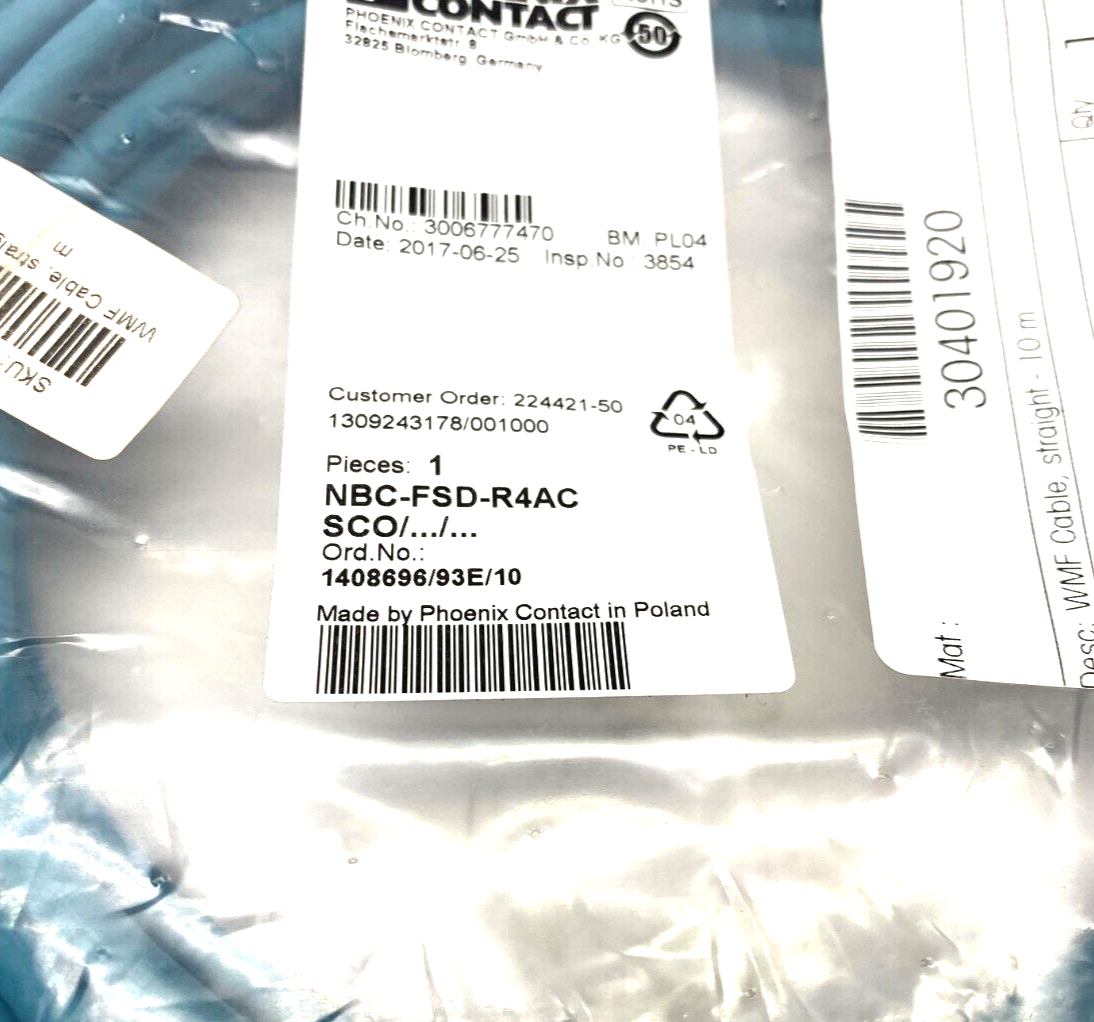 Phoenix Contact NBC-FSD-R4ACSCO/.../... Ethernet Network Cable 1408696/93E/10 - Maverick Industrial Sales
