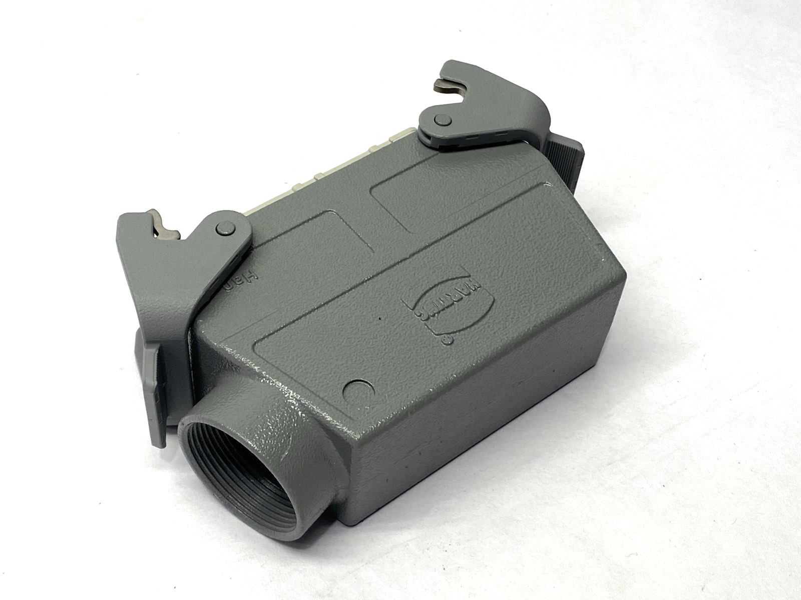 Amphenol C14610B0640002 Connector w/ Harting Han B Hood Side Entry 2 Levers M32 - Maverick Industrial Sales