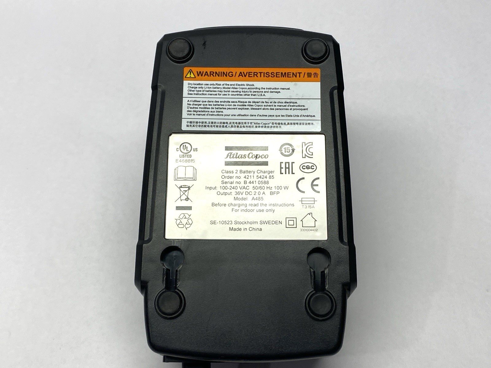 Atlas Copco 4211 5424 85 Multi Battery Charger Class 2 18-36V A485 - Maverick Industrial Sales