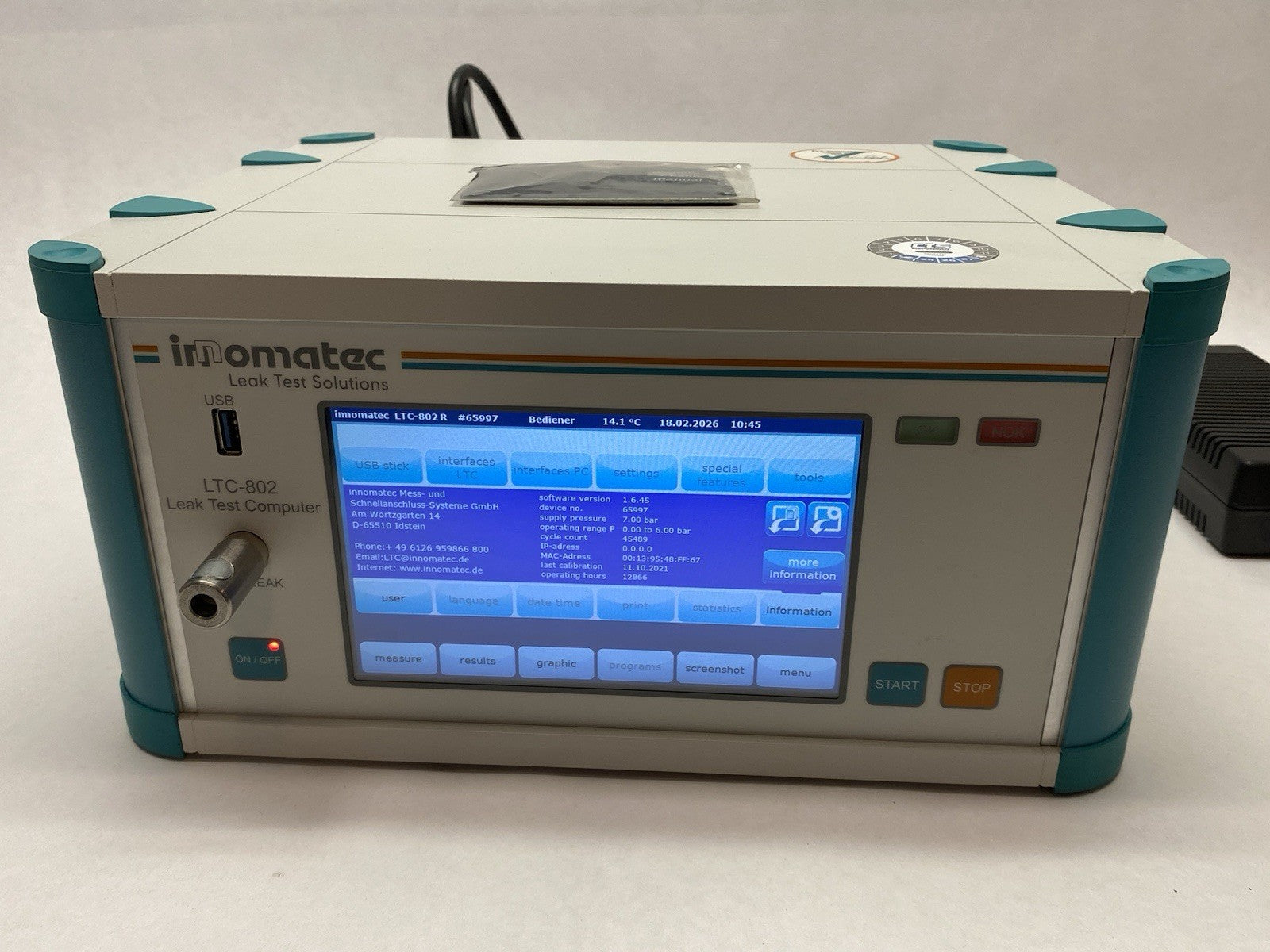 Innomatec LTC-802 Single Channel Leak Test Computer, Configurable - Maverick Industrial Sales