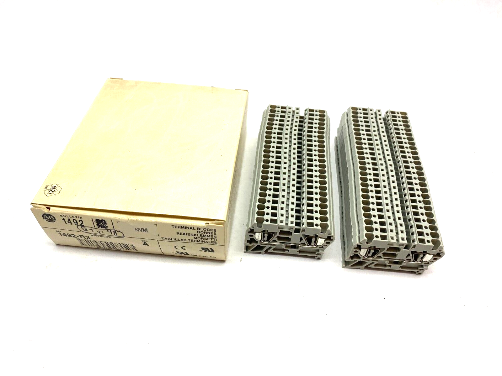 Allen Bradley 1492-R3 Ser. A Gray 2-Wire Terminal Block BOX OF 48 - Maverick Industrial Sales