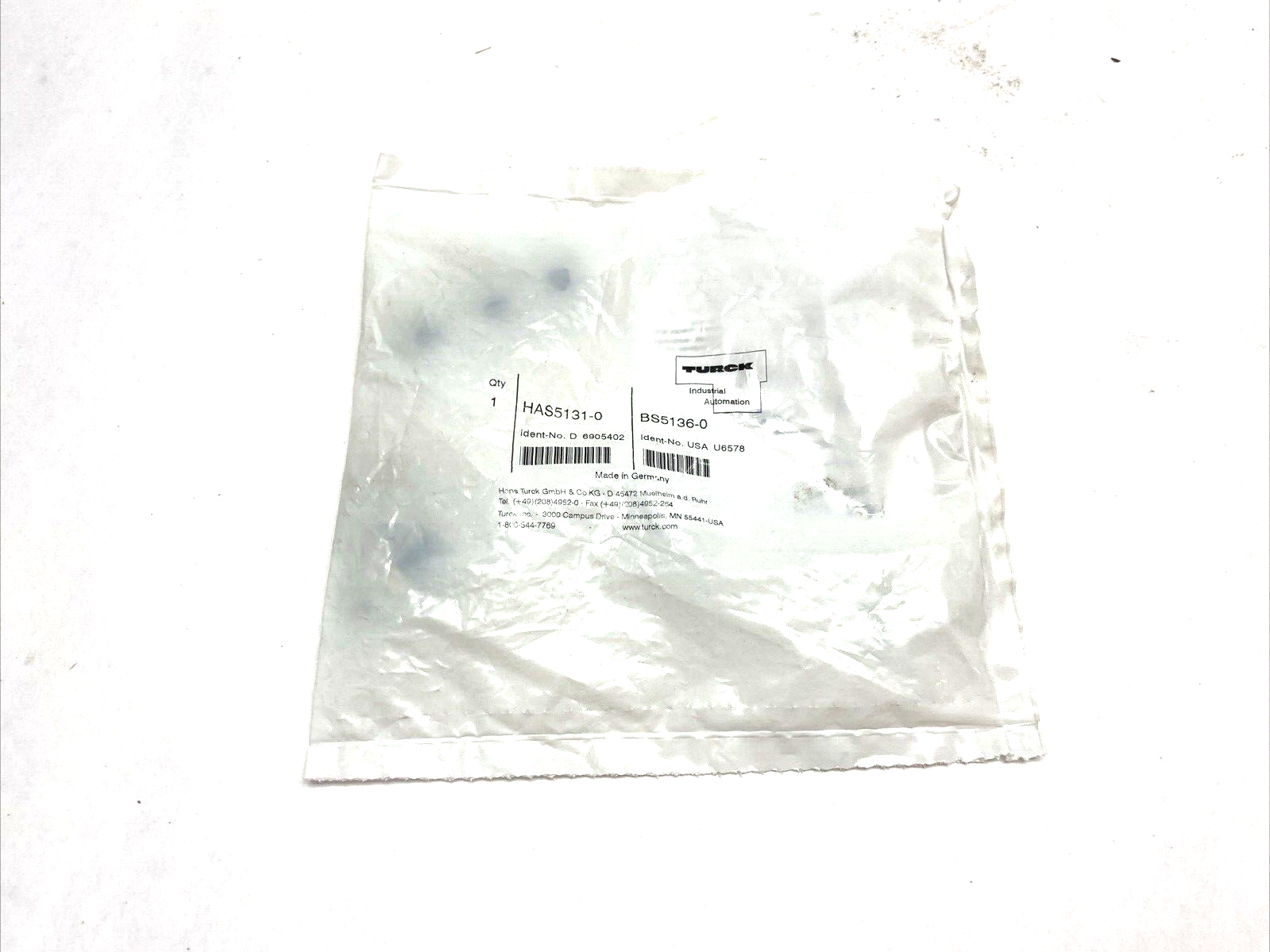Turck HAS5131-0 Field Wireable Connector BS5136-0 Ident-No. U6578, 6905402 - Maverick Industrial Sales