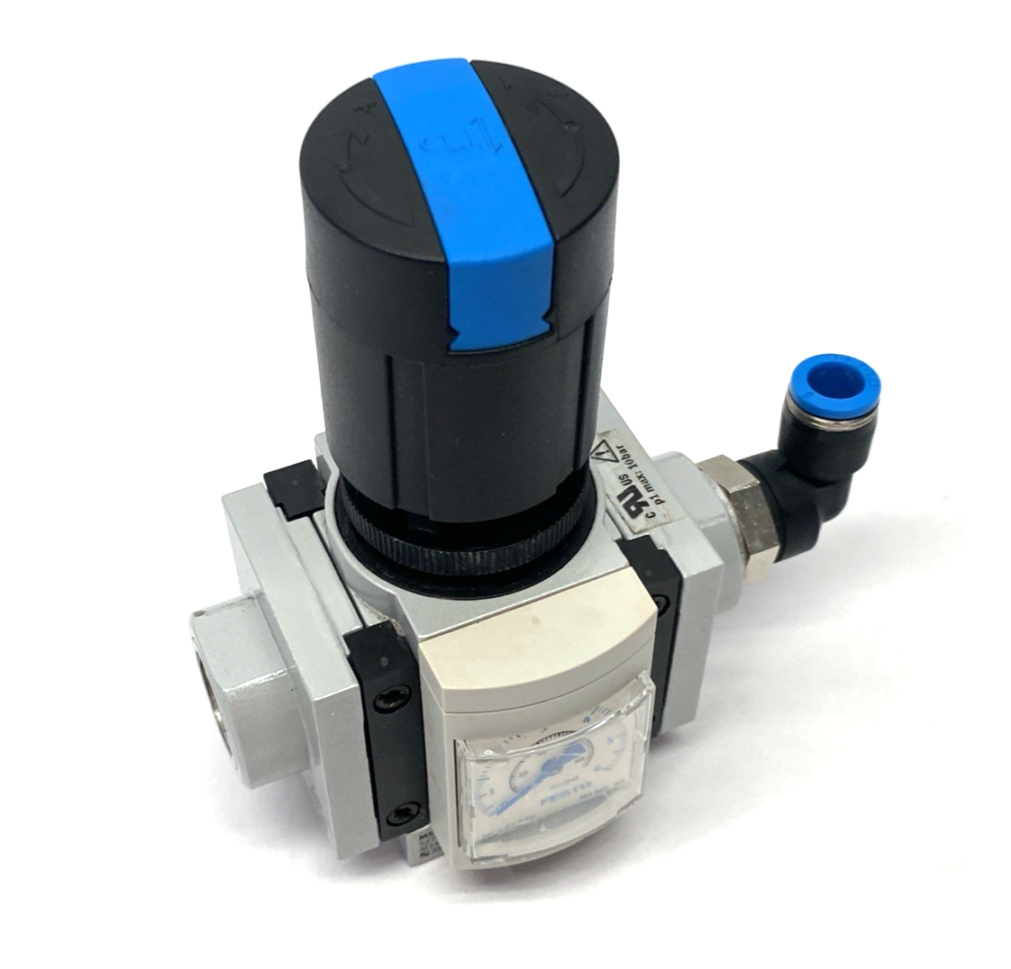 Festo MS4-LR-AGC-D5-AS-UL1-Z Modular Pressure Regulator 527690 w/ 3/8" Adapters - Maverick Industrial Sales