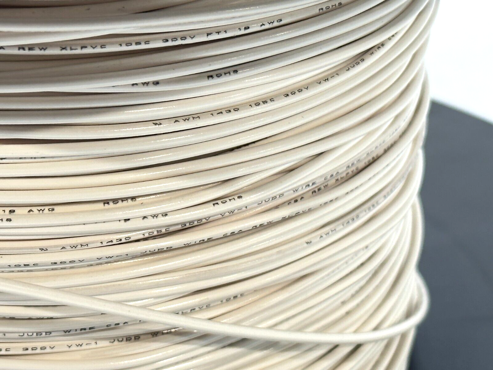 Judd Wire 454-0196-000 18AWG Style 1430 XLPVC 300V 3000ft Spool 540ft REMAINING - Maverick Industrial Sales