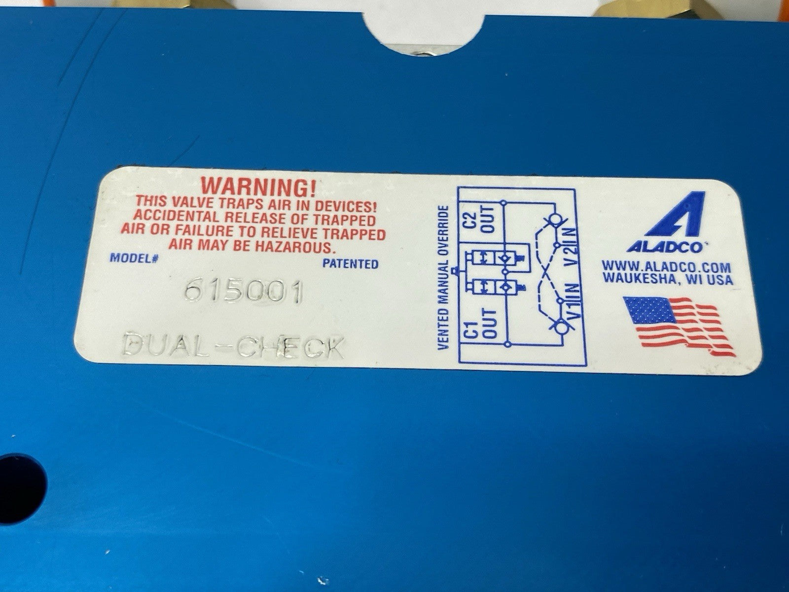 615001 | ALADCO Dual-Check Valve 1/2" FNPT, Flush Override - Used - Maverick Industrial Sales