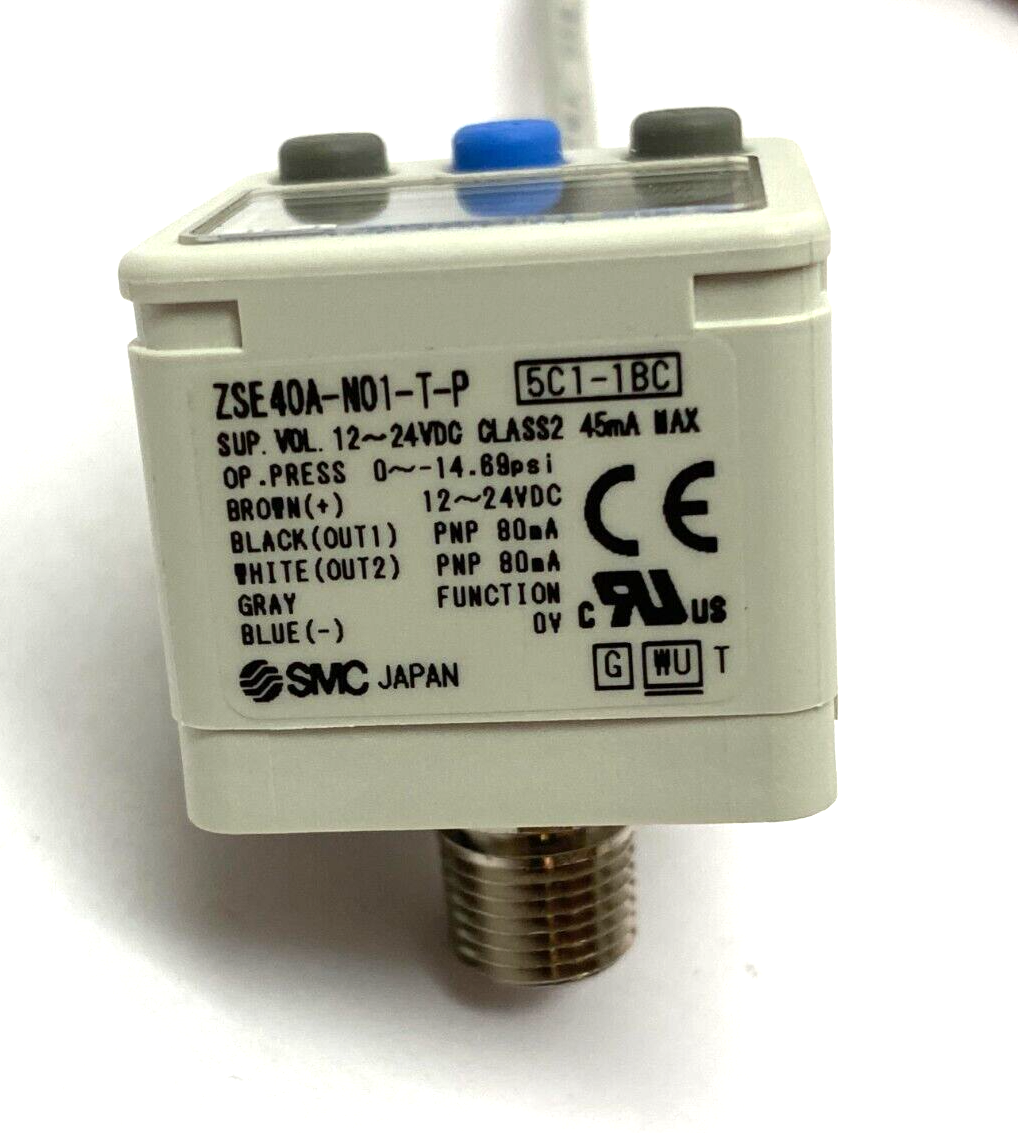SMC ZSE40A-N01-T-P-X501 Digital Vacuum Pressure Switch 12~24VDC 0~14.69psi - Maverick Industrial Sales