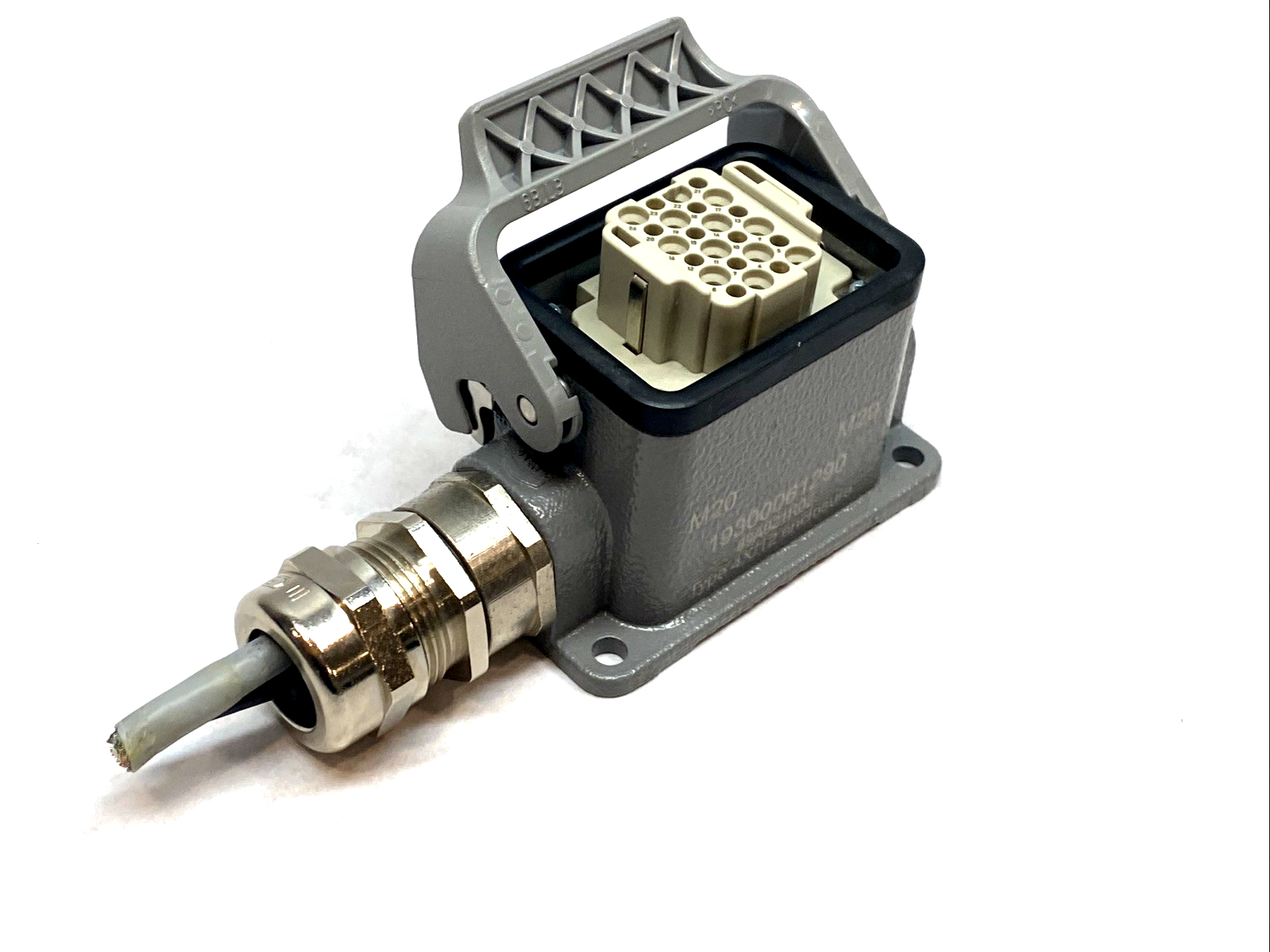 0916243101 | Harting Female Crimp Insert 24-Pin w/ Han B M20 Side Hood 1930061290 - Used - Maverick Industrial Sales