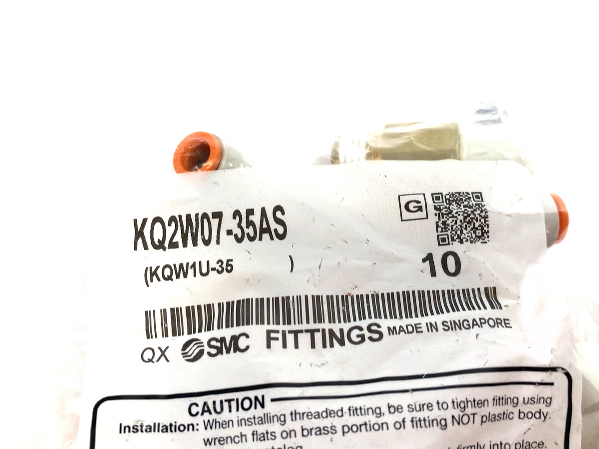 KQ2W07-34AS | SMC One-Touch Extended Male Elbow Fitting, 1/4" Tube OD, 10-PACK - New - Maverick Industrial Sales