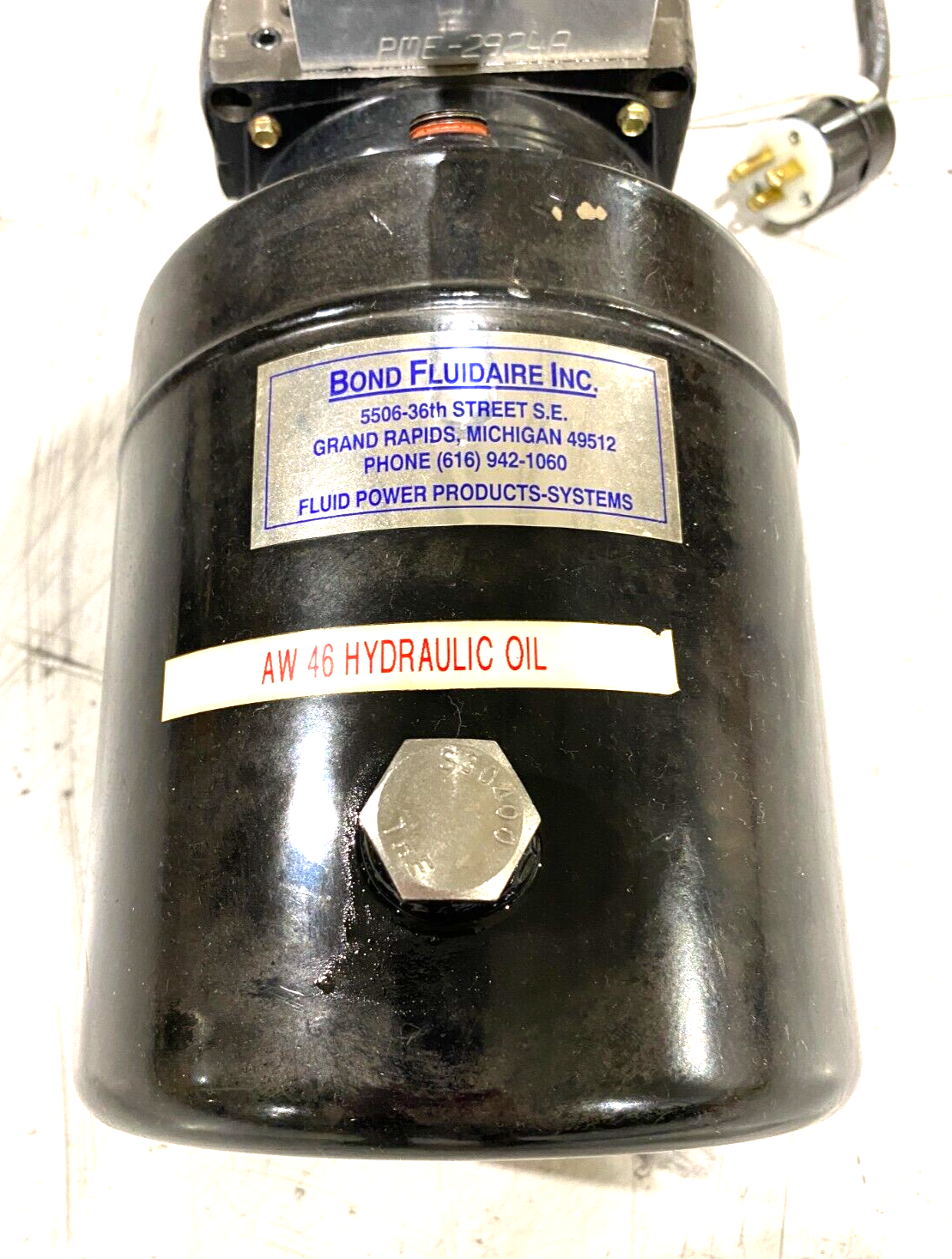 Marathon G573 Electric Motor 1-Phase BVJ 56C17F5323J P w/ Hydraulic Fluid Tank - Maverick Industrial Sales