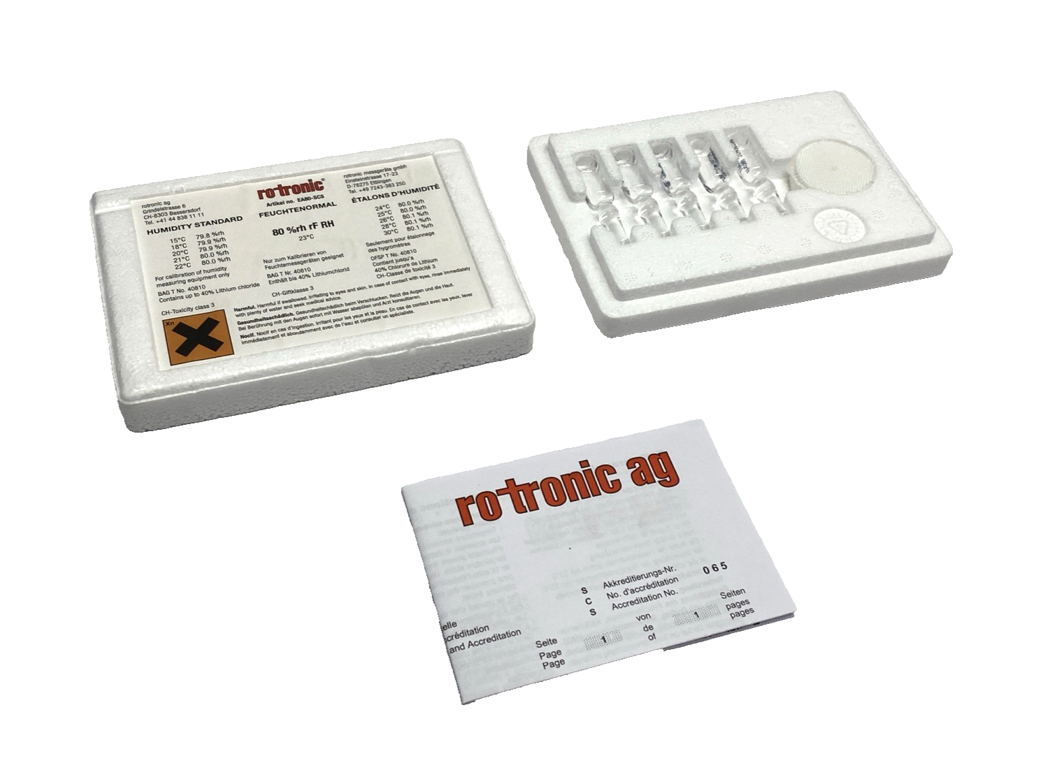 EA80-SCS | Rotronic 80 Percent rh rF RH Humidity Standard 800503, BOX OF 5 - New – Open box - Maverick Industrial Sales