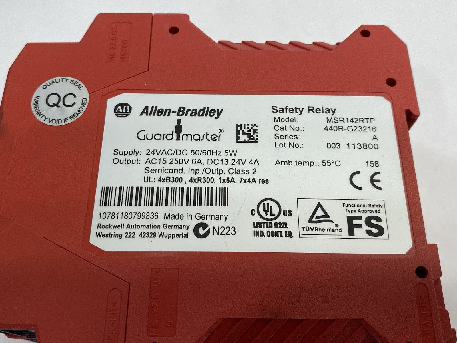 440R-G23216 | Allen Bradley Ser. A Guardmaster MSR142RTP Safety Relay, Auto-reset - Used - Maverick Industrial Sales