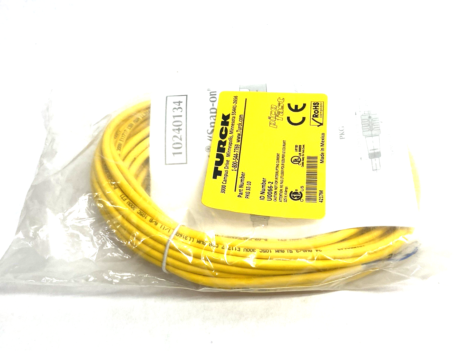 PKG 3Z-10 | Turck picofast Single Ended Connection Cordset U0066-2 - New - Maverick Industrial Sales