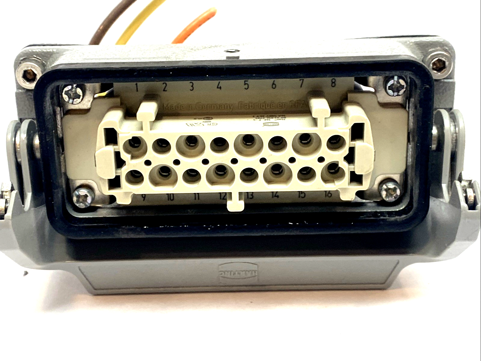 HARTING Han 16B Latch Hood w/ 09330162701 Insert Connector - Maverick Industrial Sales