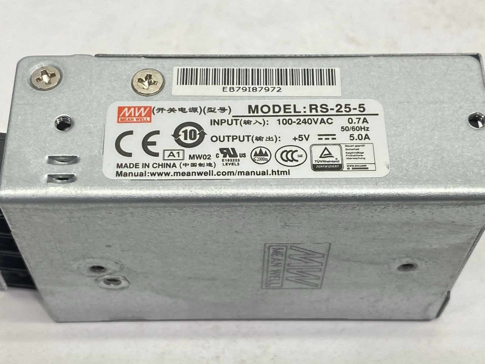 Mean Well RS-25-5 Power Supply Input 0.7A 100-240VAC Output 5A 5V - Maverick Industrial Sales