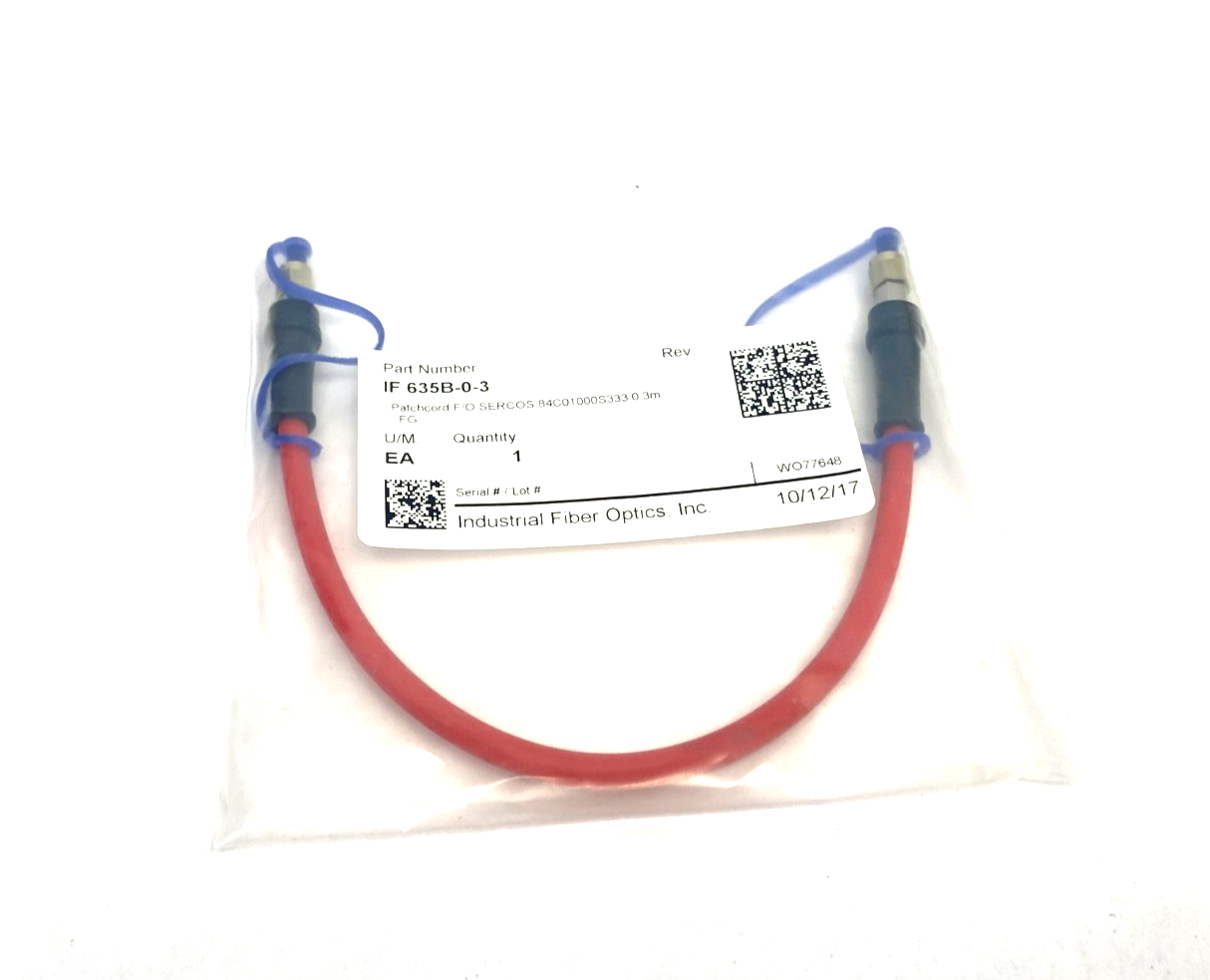 Industrial Fiber Optics IF 635B-0-5 Patchcord F/O SERCOS 84C01000S333 0.5m - Maverick Industrial Sales