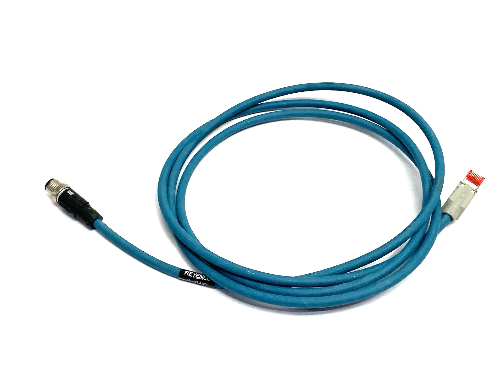 Keyence OP-87457 Ethernet Cable M12 4-Pin to RJ45, NFPA79-Compatible Straight 2m - Maverick Industrial Sales