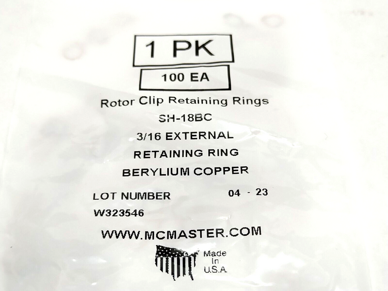 SH-18BC Rotor Clip Retaining Rings For 3/16" OD Berylium Copper 98410A110 100-PK - Maverick Industrial Sales