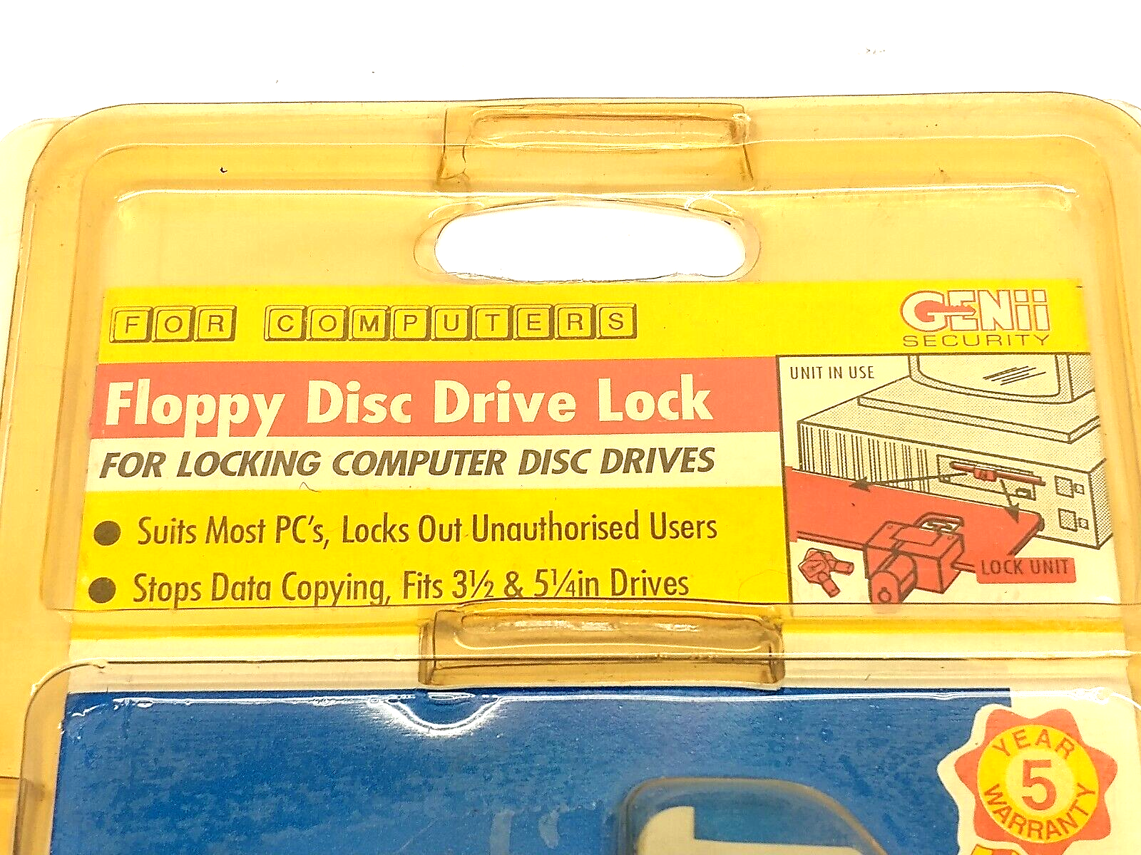 GENii Security H55085 Floppy Disc Drive Lock, Fits 3-1/2" & 5-1/4" Drives - Maverick Industrial Sales
