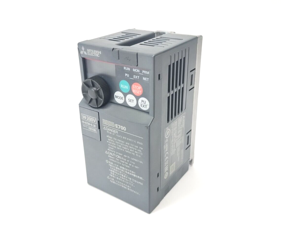 Mitsubishi FR-E720-0.2K Variable Frequency Drive 3PH 1/4HP 220/230VAC 0.2kW - Maverick Industrial Sales
