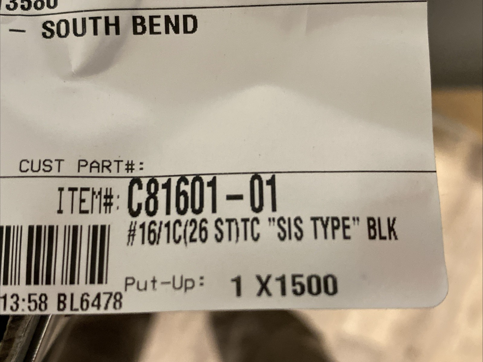 OmniCable C81601-01 16 AWG / 1C Black 26 ST TC SIS TYPE Cable 600V 1500 FEET - Maverick Industrial Sales