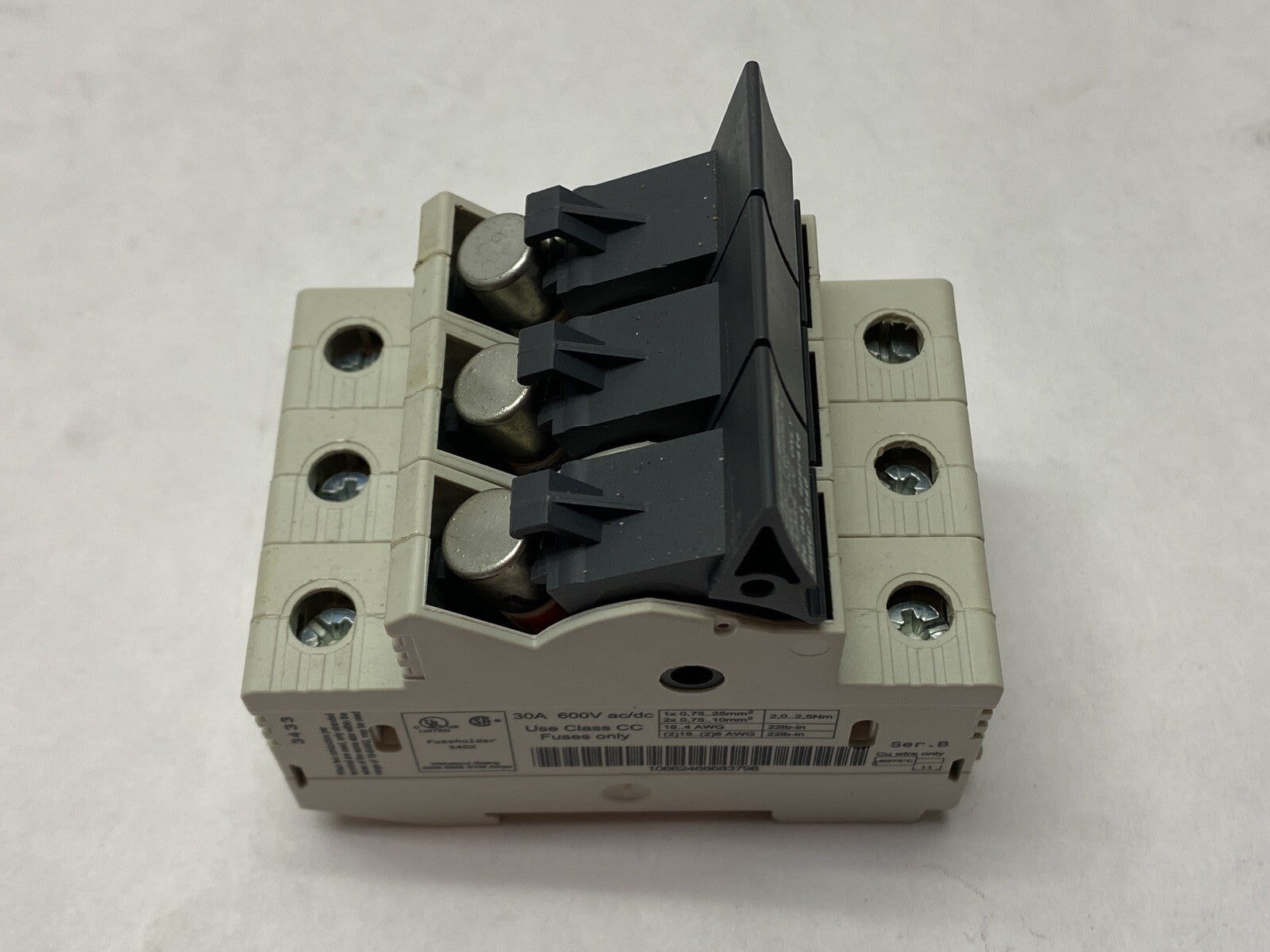 Allen Bradley 1492-FB3C30-L Ser. B Fuse Holder 3-Pole w/ ATMR30 NO DINRAIL CLIPS - Maverick Industrial Sales