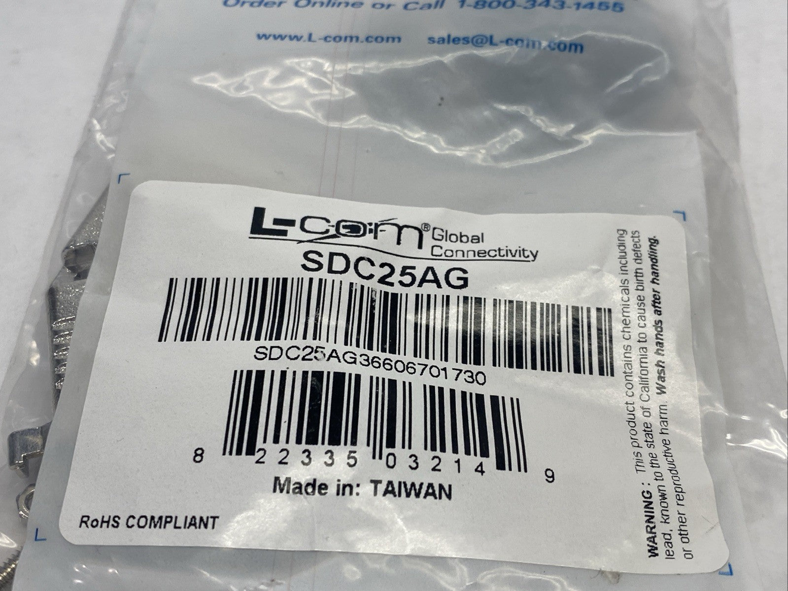 SDC25AG | L-Com Assembled D-Sub Hood Kit, DB25/HD44 Metal - New - Maverick Industrial Sales