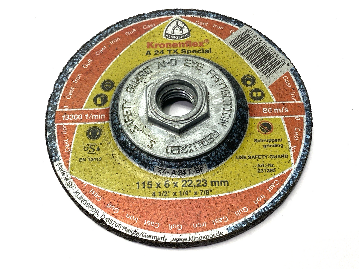Kroneflex 231250 Grinding Wheel A 24 TX Special 115x6x22.23mm 13300 1/min 80 m/s - Maverick Industrial Sales