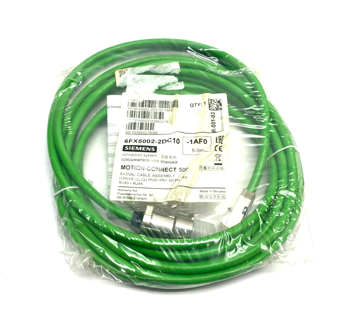 Siemens 6FX5002-2DC10-1AF0 MOTION-CONNECT 500 Signal Cable Assembly 5m Length - Maverick Industrial Sales