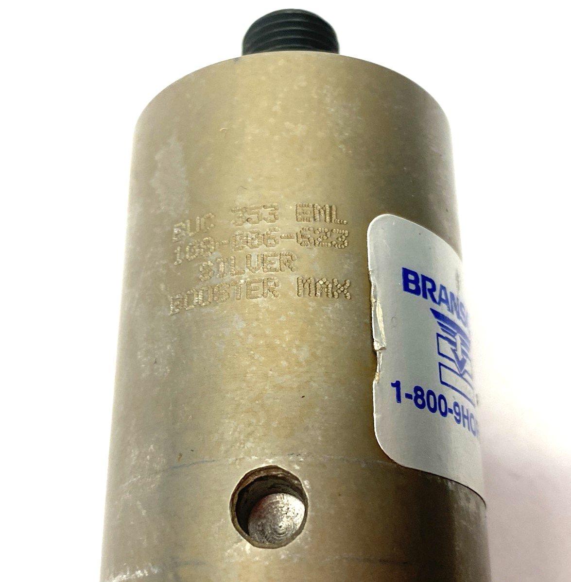 Branson 108-006-623 Ultrasonic Horn Silver Booster 1-1/2” Diameter, Solid - Maverick Industrial Sales