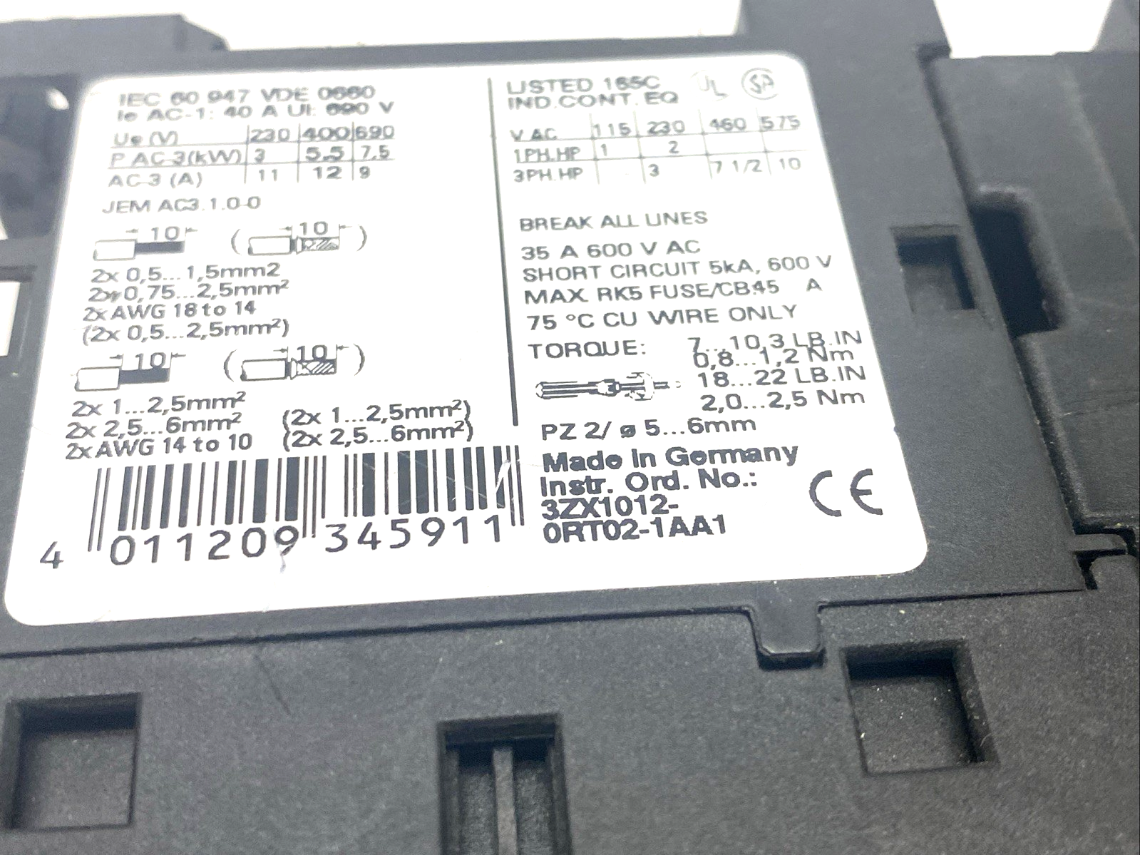 Siemens 3RV1021-1AA10 Motor Protection Circuit Breaker 3RT1024-1A Contactor - Maverick Industrial Sales