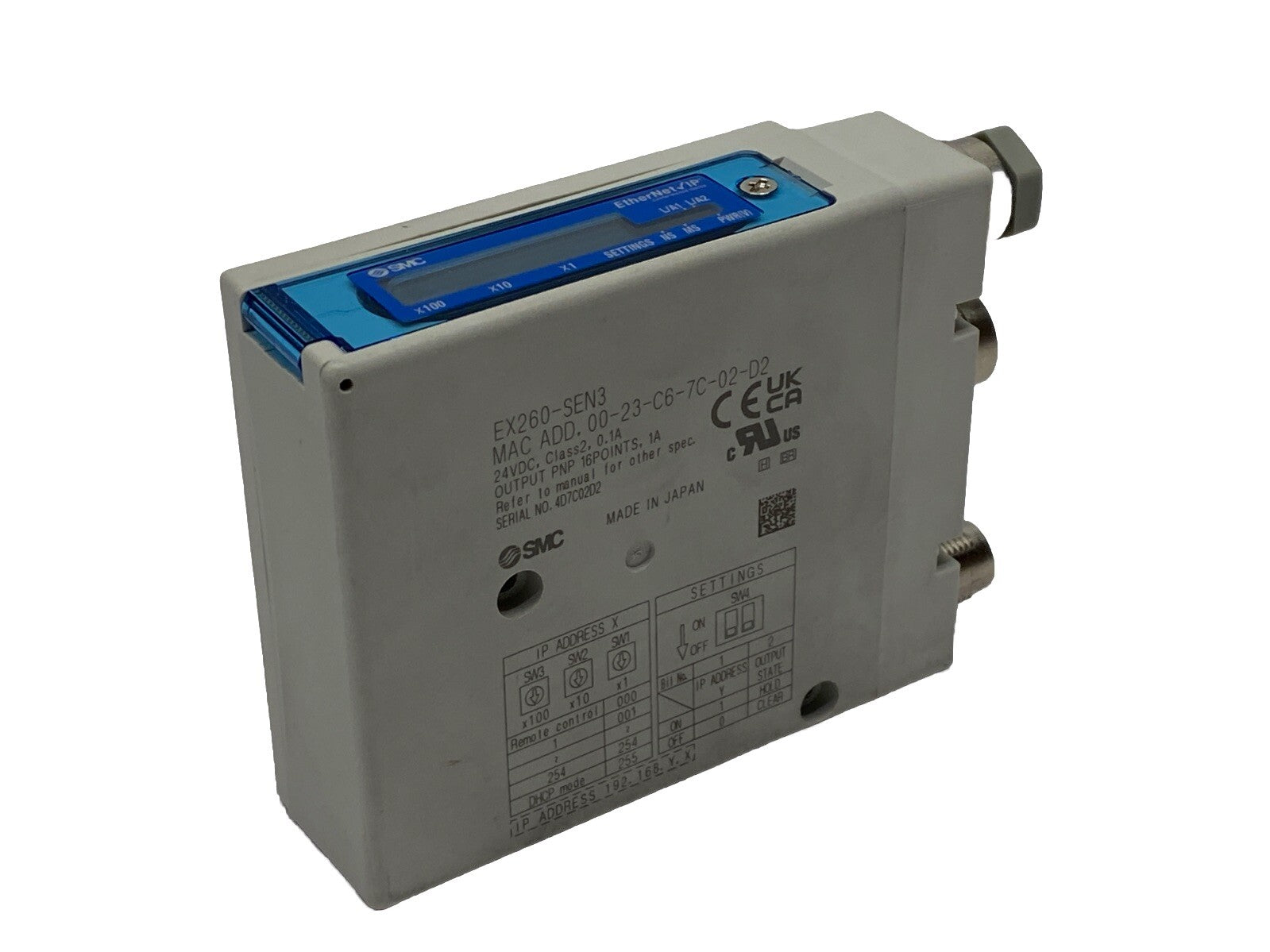 SMC EX260-SEN3 Compact Serial Interface Unit, 16 Point PNP, 24VDC - Maverick Industrial Sales