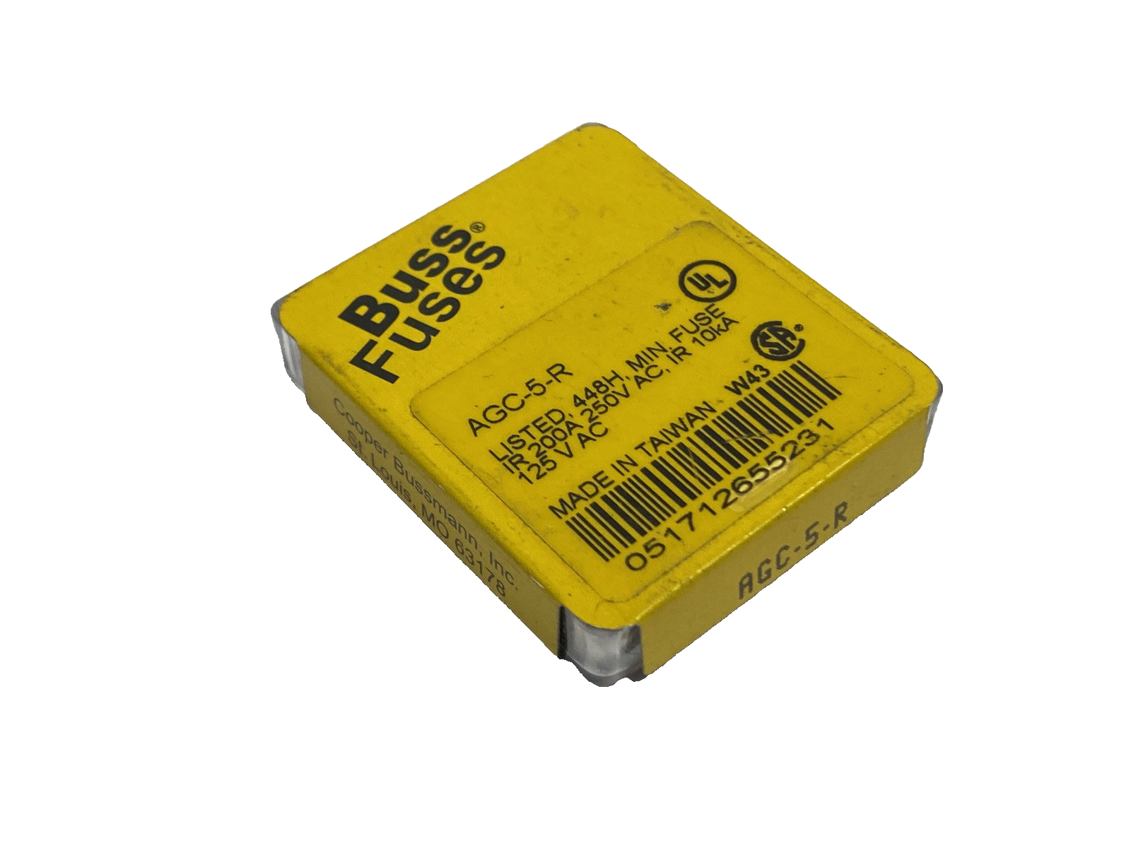 Cooper Bussmann AGC-5-R Miniature Fuse 5A 250VAC PACKAGE OF 5 - Maverick Industrial Sales
