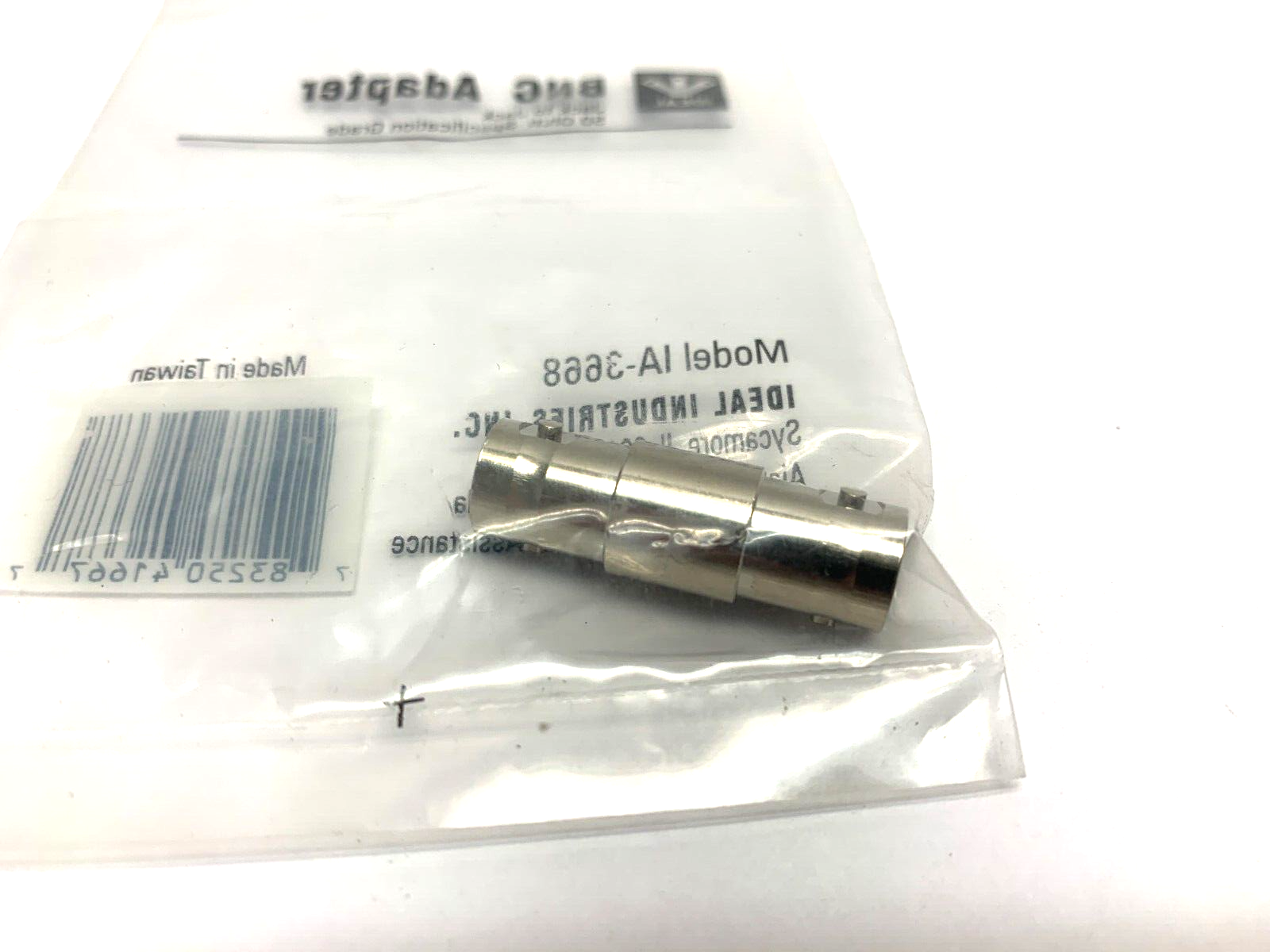 Ideal IA-3668 BNC Adapter Straight Jack to Jack 50 Ohm LOT OF 2 - Maverick Industrial Sales