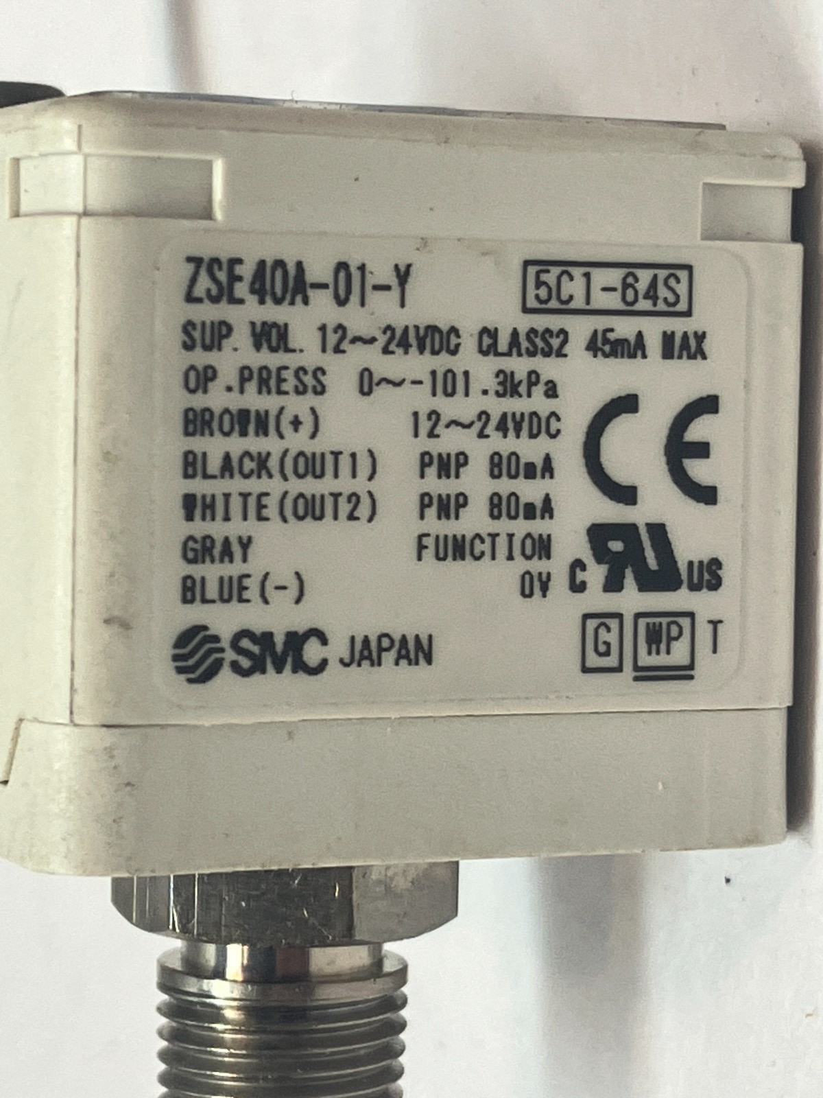 ZSE40A-01-Y-X531 | SMC Vacuum Switch 0 to -14.69 psi - Used - Maverick Industrial Sales