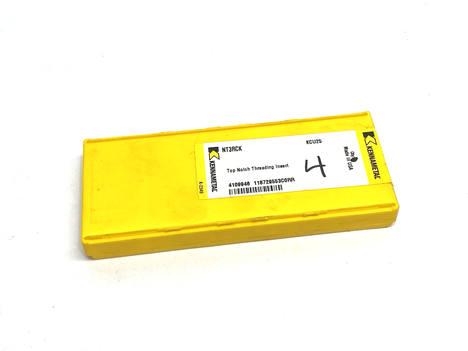 4109946 | Kennametal Top Notch™ Threading Inserts NT3RCK PKG OF 4 - New – Open box - Maverick Industrial Sales