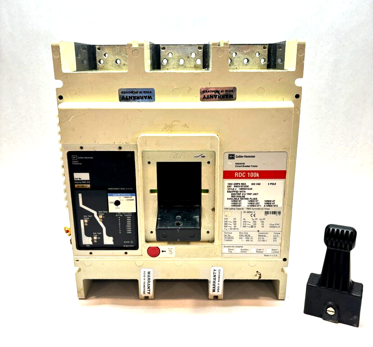 Cutler Hammer RDC316T35W Industrial Circuit Breaker, 1600A, 1485D01G46, RDC 100k - Maverick Industrial Sales