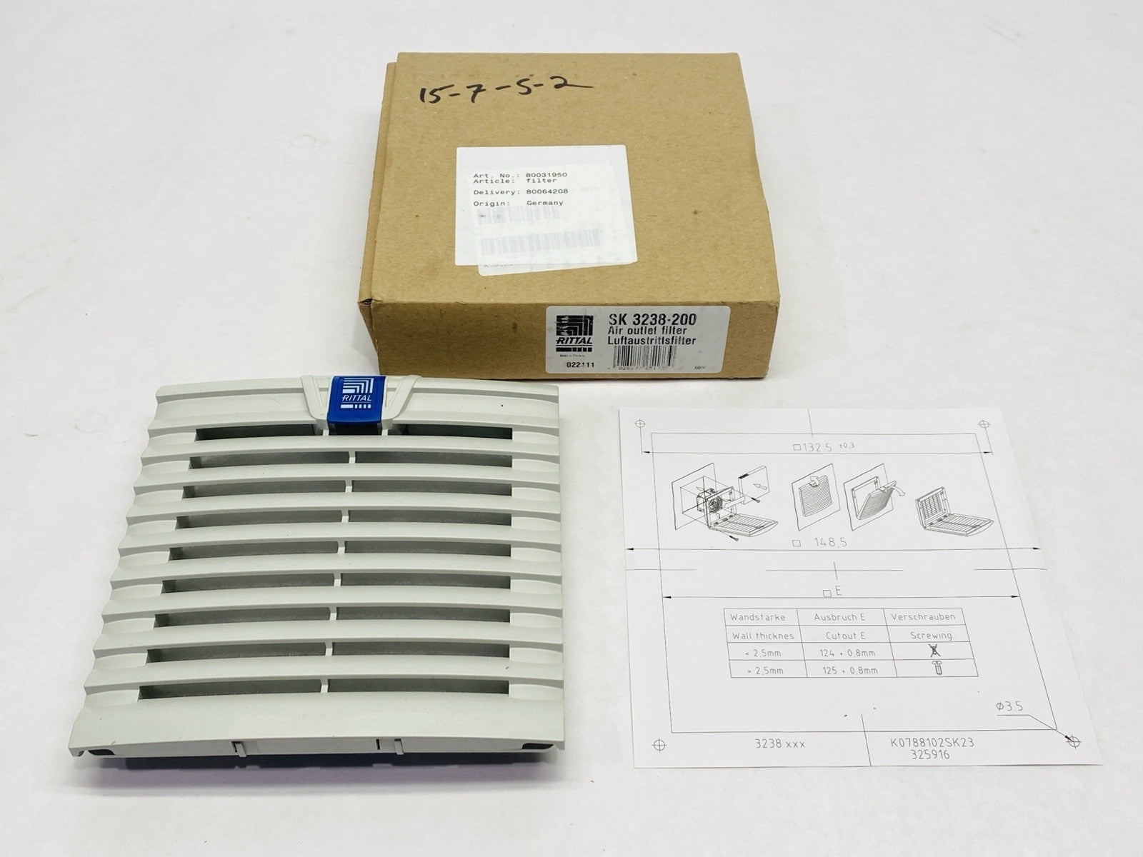 Rittal SK 3238-200 Air Outlet Filter 148.5x148.5x24mm - Maverick Industrial Sales