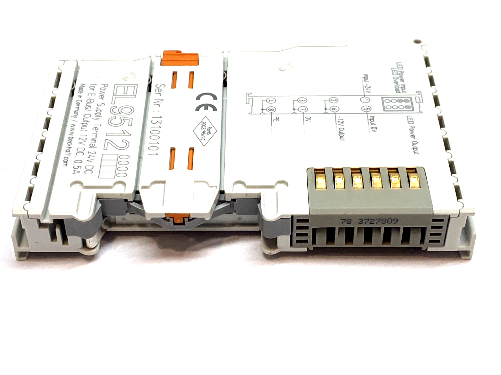 Beckhoff EL9512 EtherCAT 12VDC 0.5A Power Supply Terminal 24V Input - Maverick Industrial Sales