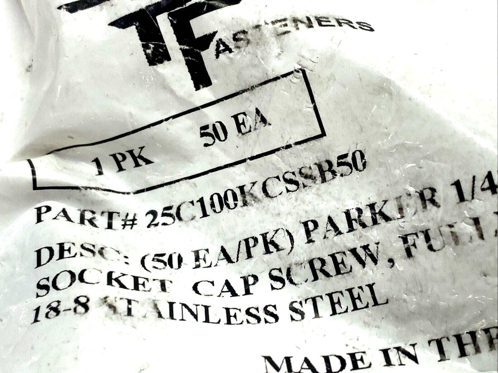 Parker Fasteners 25C100KCSSB50 SS Socket Head Cap Screws 1/4"-20 x 1" 50-PACK - Maverick Industrial Sales