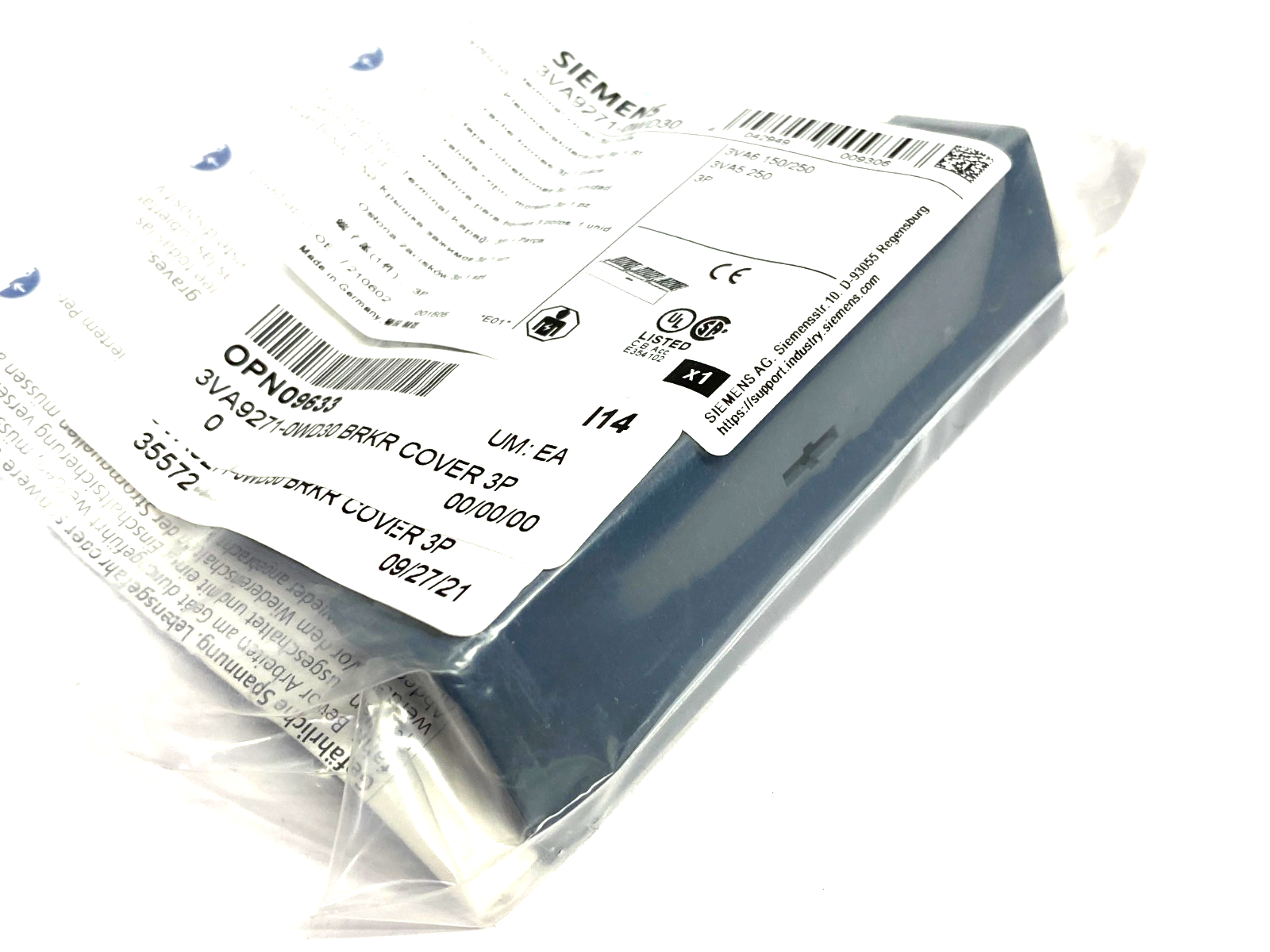 Siemens 3VA9271-0WD30 Circuit Breaker Accessory Terminal Cover 3-Pole - Maverick Industrial Sales