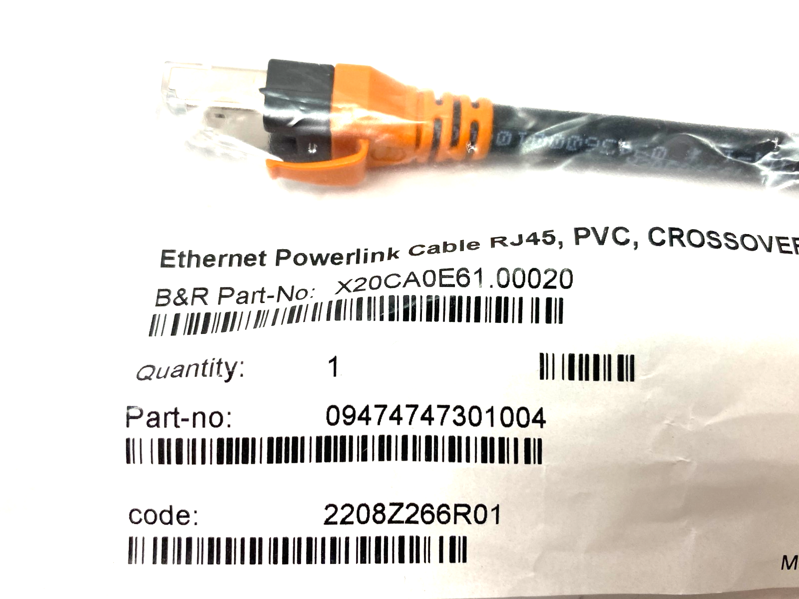 X20CA0E61.00020 | B&R Automation Ethernet POWERLINK RJ45 Crossover Cable 0.2m - New - Maverick Industrial Sales