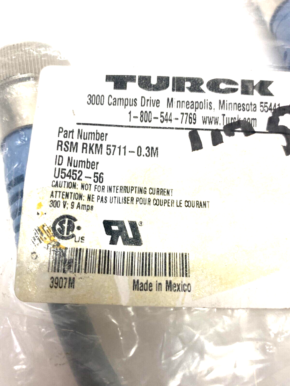 Turck RSM RKM 5711-0.3M DeviceNet Double Ended Cordset U5452-56 - Maverick Industrial Sales