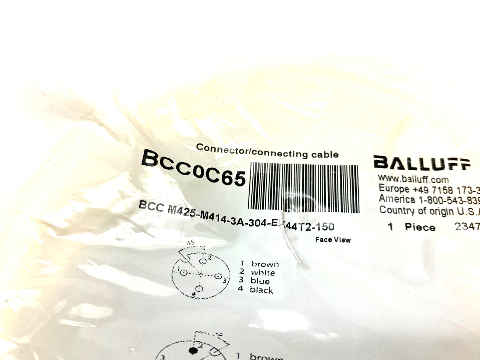 Balluff BCC M425-M414-3A-304-EX44T2-150 Double-Ended Connection Cordset BCC0C65 - Maverick Industrial Sales