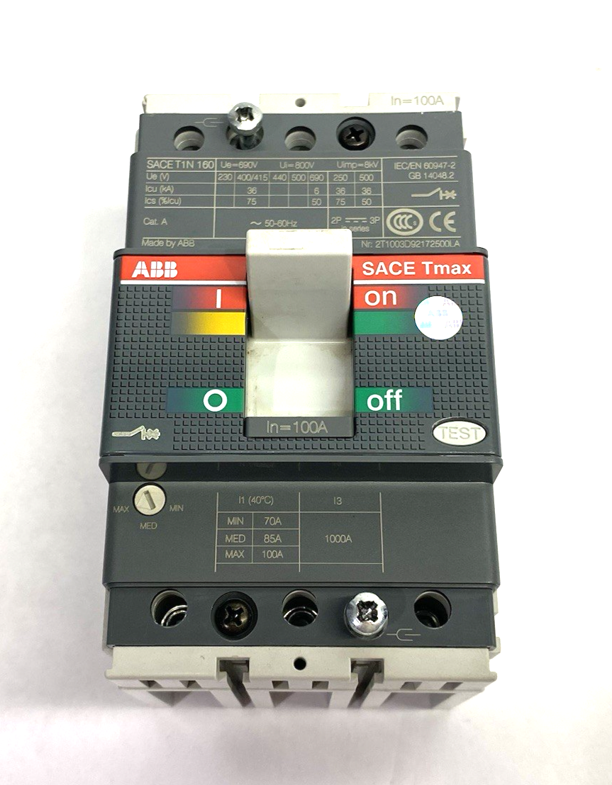 ABB 2T1003D92172500LA Molded Case Circuit Breaker SACE Tmax 3-Pole SACET1N160 - Maverick Industrial Sales