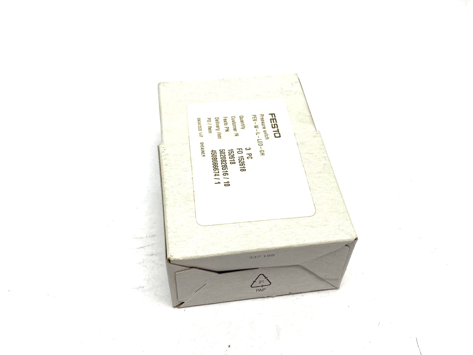 Festo PEV-W-KL-LED-GH Pressure Switch 10-30V 2-8bar 152618 - Maverick Industrial Sales