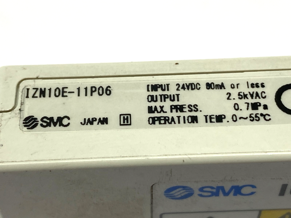 IZN10E-11P06 | SMC Nozzle Type Ionizer, 6mm Port, Rc 1/8" DAMAGED MOUNTING HOLES - Used - Maverick Industrial Sales