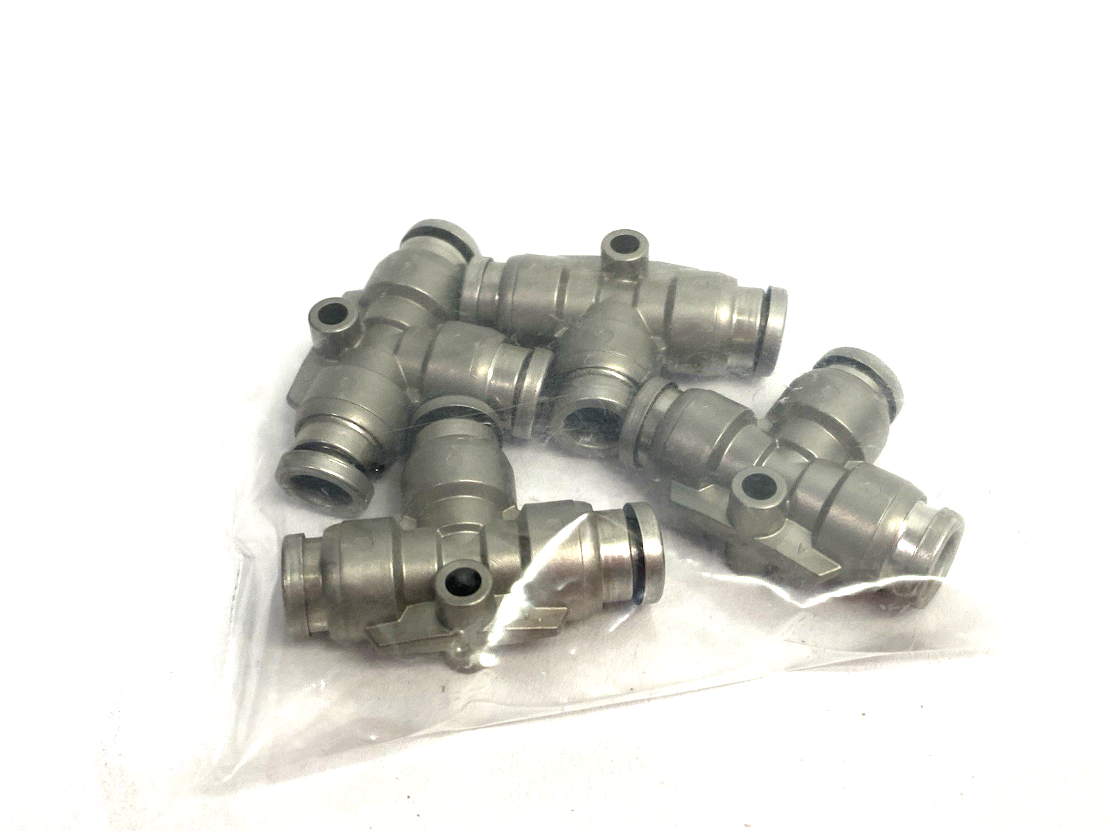 SMC KQB2T06-00 Union Tee Fitting, Metal, Nickel-Plated LOT OF 4 - Maverick Industrial Sales